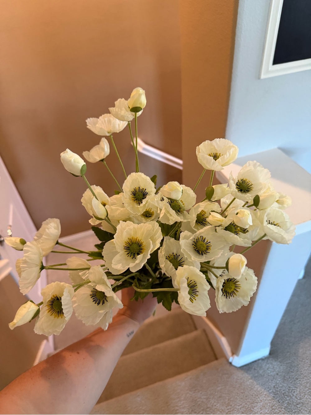 White Faux Poppy Bouquet (12 stems)